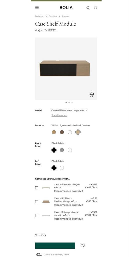 Bolia Case HiFi Module - Large, 48 cm, Huis en Inrichting, Kasten | Televisiemeubels, Ophalen, 100 tot 150 cm, Zo goed als nieuw