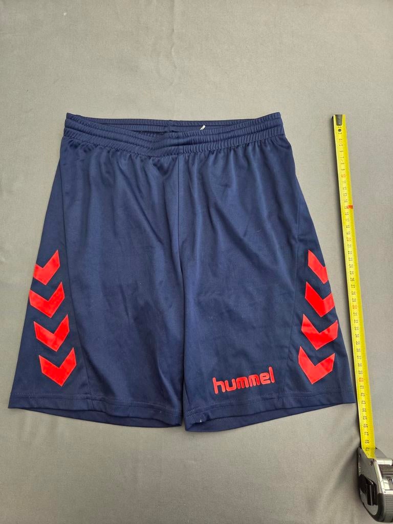 Hummel sportbroekje donkerblauw met rode accenten, Ophalen of Verzenden, Gedragen, Blauw, Hummel