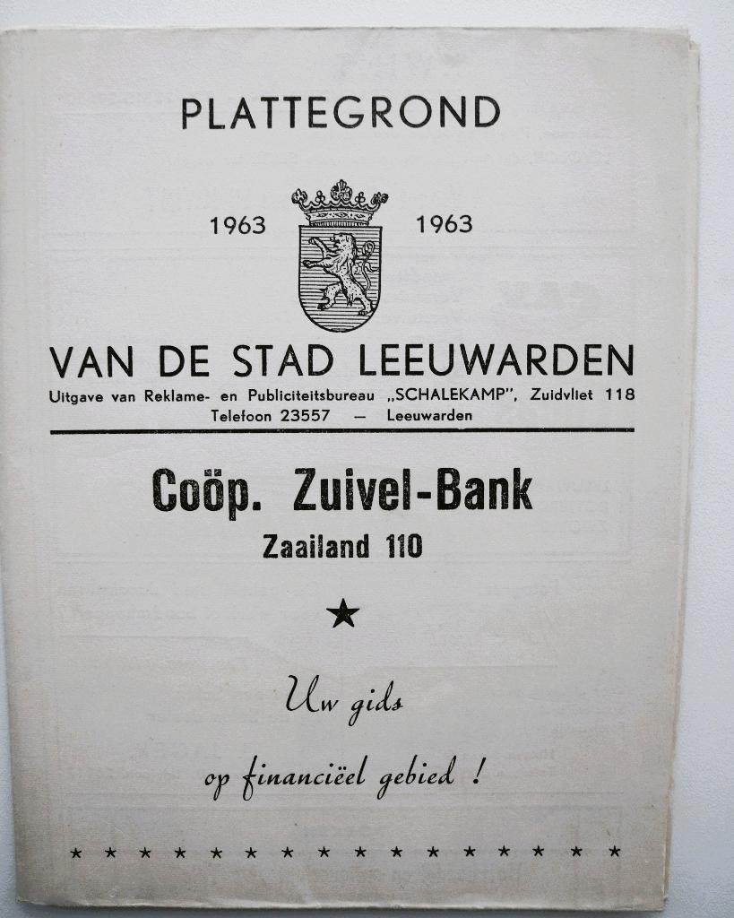 Zoldervondst: Plattegrond stad Leeuwarden 1963, Gelezen, Overige atlassen, Ophalen of Verzenden, 1800 tot 2000