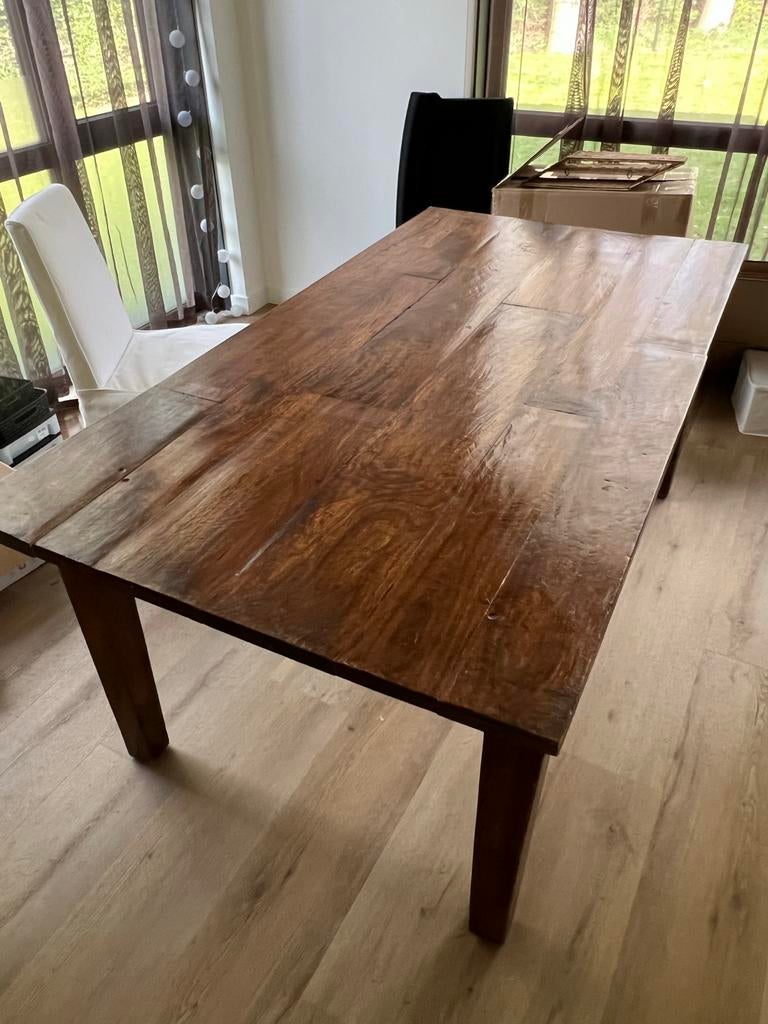 Robuuste houten eettafel - 100x190 cm, Huis en Inrichting, Tafels | Eettafels, Ophalen, Gebruikt, 100 tot 150 cm, 150 tot 200 cm