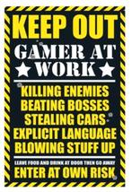 poster gaming keep out 91x61cm geseald deurposter own risk +, Rechthoekig Staand, Deurposter of groter, Ophalen of Verzenden, Zo goed als nieuw