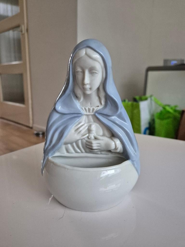 Porseleinen wijwater bakje, Verzamelen, Ophalen of Verzenden, Zo goed als nieuw, Beeld(je), Christendom | Katholiek