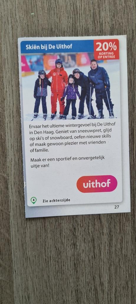 Skiën bij De Uithof voordeelbon van de postcodeloterij 20% k, Tickets en Kaartjes, Drie personen of meer, Kortingsbon