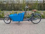 Unieke bakfiets met blauwe bak en houten zitjes, Ophalen of Verzenden, Gebruikt, 2 kinderen, Overige merken
