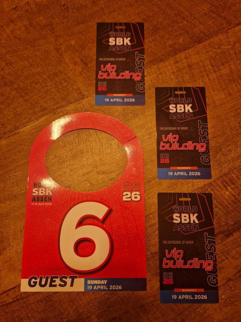 3X VIP ZONDAG TICKETS WK SUPERBIKE TT-ASSEN SBK incl. P, Drie personen of meer