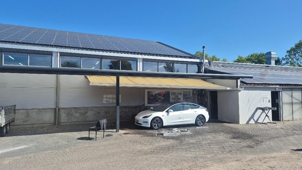 Grote elec. zonneluifel, Tuin en Terras, Zonneschermen, Ophalen, Gebruikt, 450 cm of meer, Elektrisch