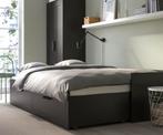 uitschuifbaar bed Bremnes Ikea met topper, Ophalen, Tweepersoons, Bruin, Hout