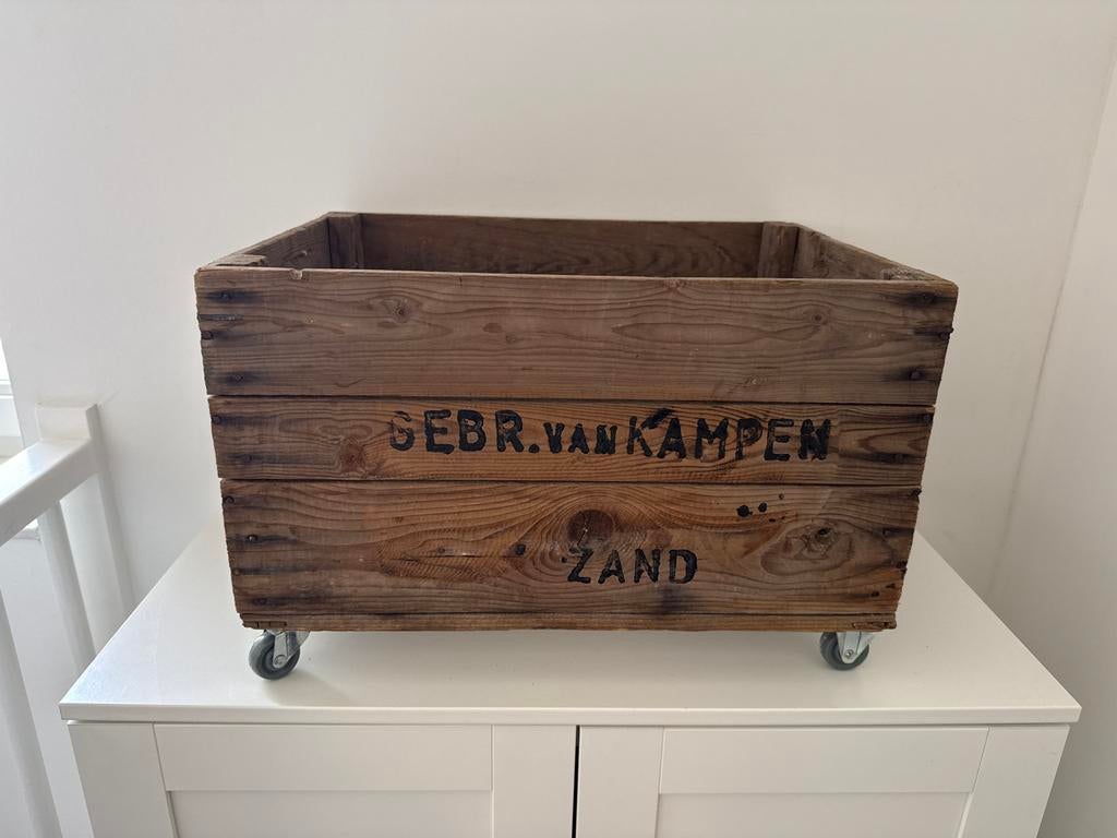 Oude vintage kistjes op wielen - Gebr. van Kampen, Ophalen, Gebruikt, Grenenhout, Minder dan 50 cm