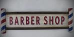 Uniek groot handgeschilderd barbershop houten reclame bord, Reclamebord, Zo goed als nieuw, DeKameraadschap, Dj.kammeraat@telfort.nl