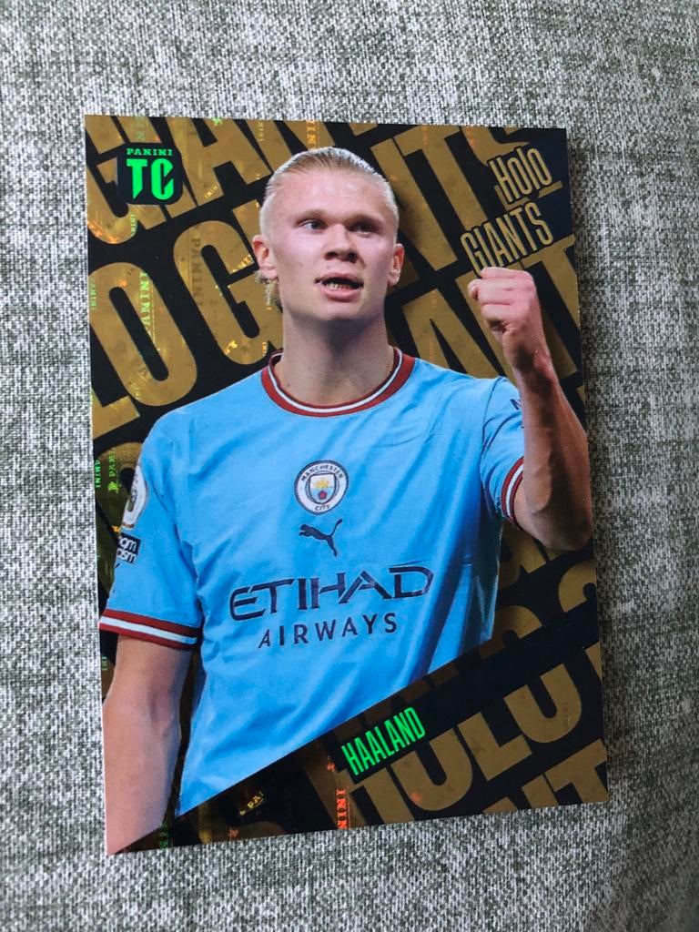 Panini TC Holo Giants Haaland Manchester City, Ophalen of Verzenden, Zo goed als nieuw, Buitenlandse clubs, Spelerskaart