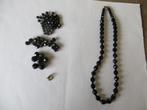 Antiek Zwarte Glaskralen facet geslepen jaren 40 + extra, Ophalen of Verzenden, Overige materialen, Ketting