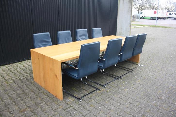 Luxe vergader of eetkamerstoelen, Sitag, blauw leer 10 stuks, Huis en Inrichting, Stoelen, Gebruikt, Vijf, Zes of meer stoelen