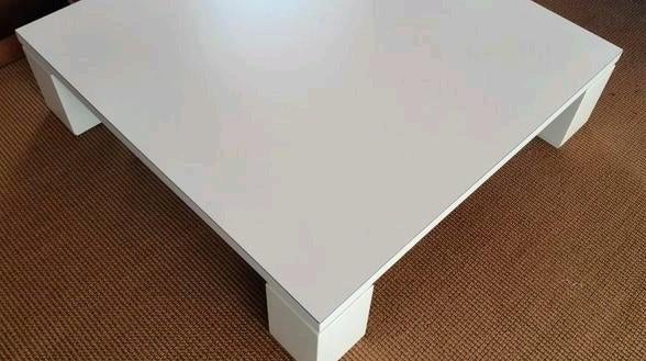Witte vierkante salontafel, Retro, Vintage, Design, Gebruikt, Overige materialen, Vierkant, Ophalen of Verzenden