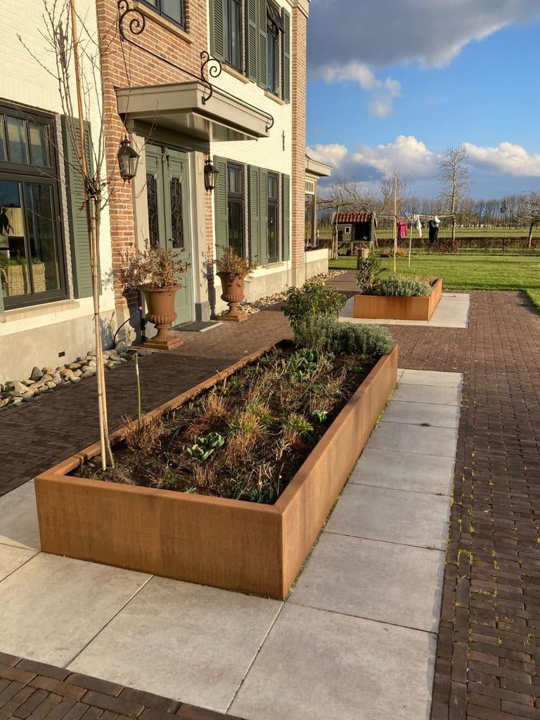 Cortenstaal plantenbakken borders, trappen, keerwanden., Ophalen, Rond, Nieuw, Metaal