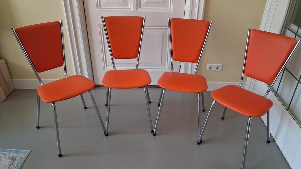 Vintage jaren 70 eetkamerstoelen stoelen, Huis en Inrichting, Stoelen, Ophalen, Gebruikt, Overige kleuren, Vintage
