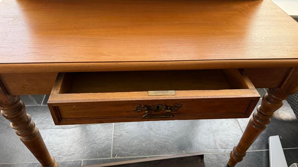 Vintage houten bureau met lades en opzetstuk, Ophalen, Overige typen, Gebruikt, Hout