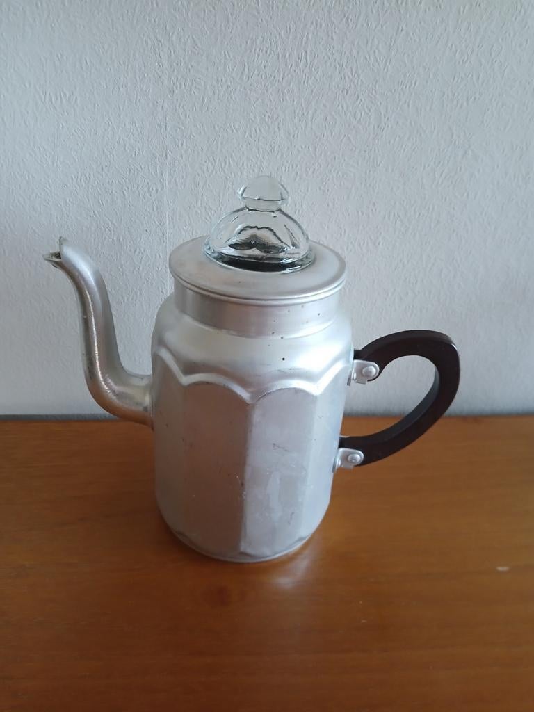 Oude koffiepot met glazen deksel, Antiek en Kunst, Ophalen of Verzenden