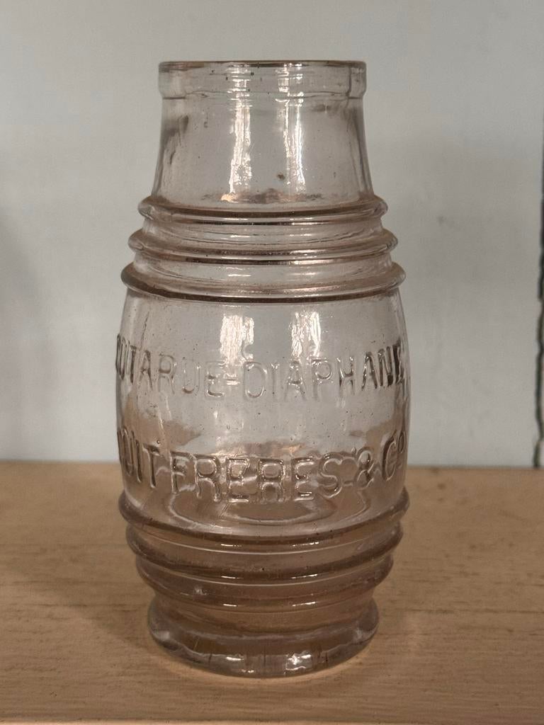 Franse oude mosterdpot van glas, Antiek en Kunst, Ophalen of Verzenden