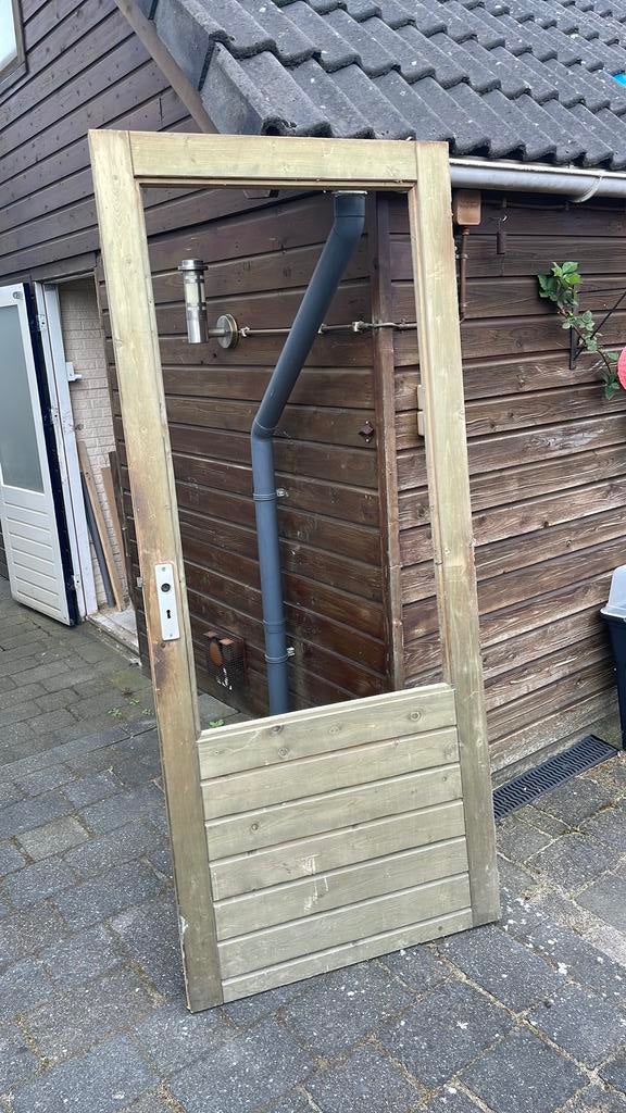 Hardhouten deur (zonder glas), Tuin en Terras, Ophalen, 1 tot 2 meter, Minder dan 3 meter, Zo goed als nieuw