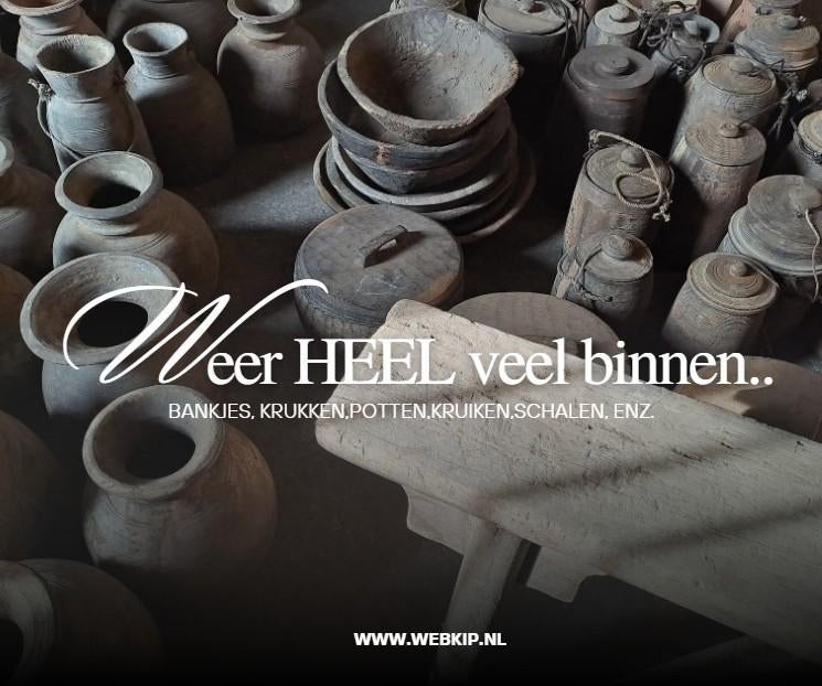 houten kruik vaas sober schaal trog bankje kruk oud hout, Ophalen of Verzenden, Nieuw