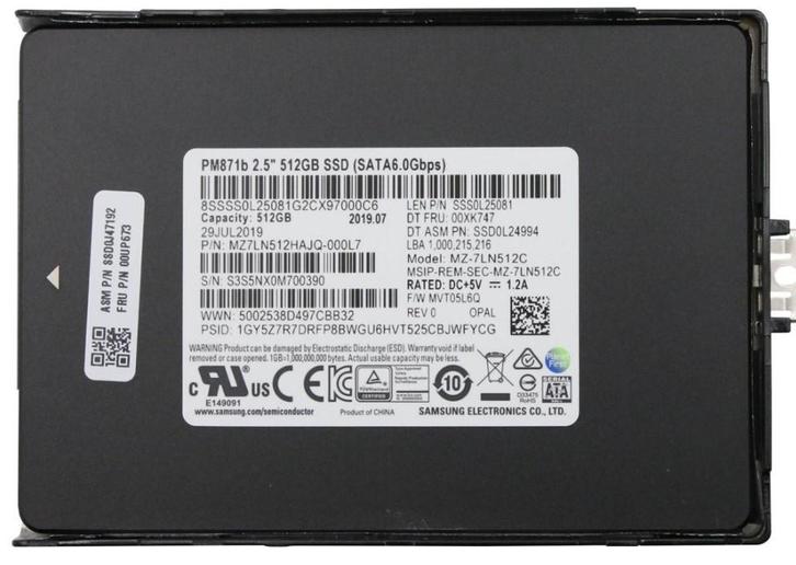 Samsung PM871b 1TB SATA SSD – MZ-7LN1T0C – 2.5", Computers en Software, Harde schijven, Gebruikt, Desktop, Intern, SSD, SATA, Ophalen of Verzenden
