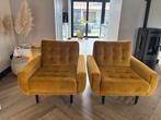 2x Fauteuil mosterdgeel / okergeel, Huis en Inrichting, Fauteuils, Ophalen, Gebruikt, Stof, 75 tot 100 cm