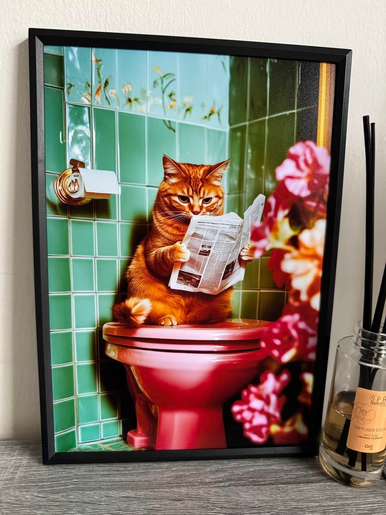 Ginger Kitty Poster Ingelijst 21x30cm, Ophalen of Verzenden, Gebruikt, Foto of Poster, Minder dan 50 cm