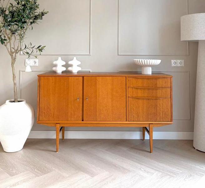 🧡 Vintage dressoir lowboard kast jaren ‘60 retro tv-meubel, Ophalen, 25 tot 50 cm