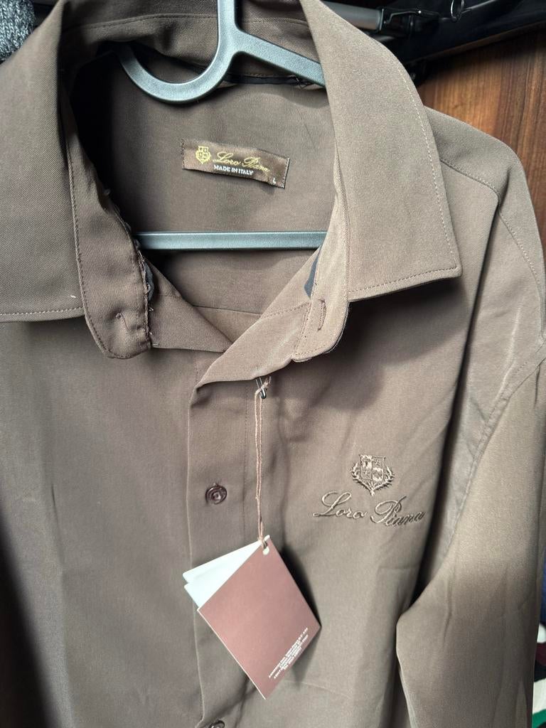 Loro Piana Herenoverhemd - Bruin, Maat L, Nieuw met kaartjes, Ophalen of Verzenden, Nieuw, Bruin, Halswijdte 41/42 (L)