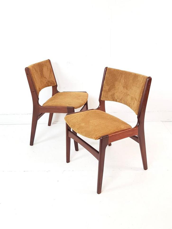 2 6 10 vintage Erik Buch stoelen rib geel model 89, Huis en Inrichting, Stoelen, Vijf, Zes of meer stoelen, Stof, Overige kleuren