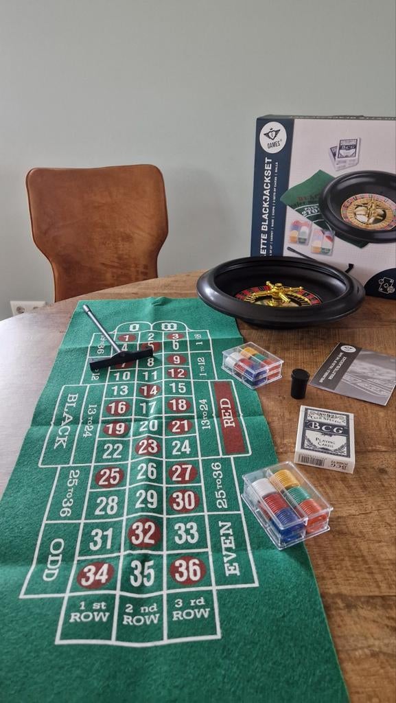 Casino avond benodigheden pokerkleed/roulettespel/blackjack, Ophalen