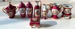 Limoge Bordeauxrode porseleinen miniaturen set, Ophalen of Verzenden