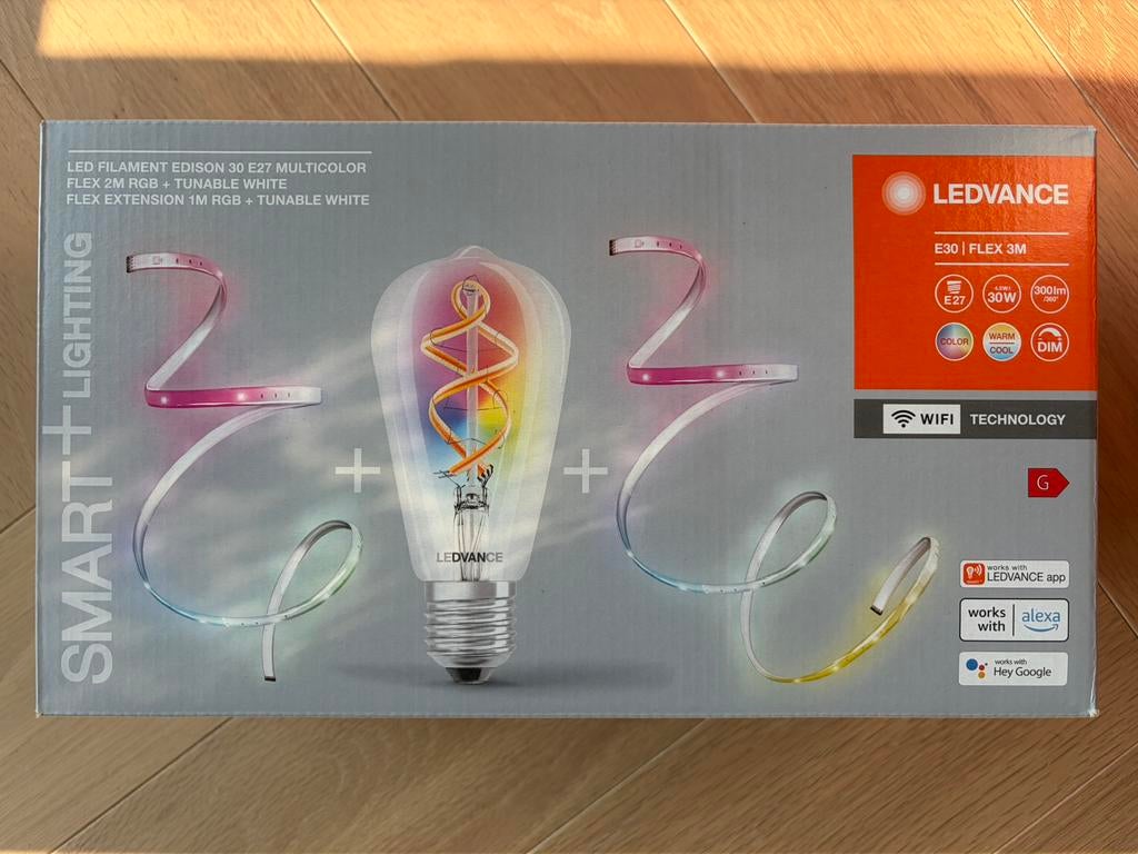 Smart+ Wifi Filament Kit:ledstrip+verlenging+e27 RGB (nieuw), Led-lamp, Minder dan 30 watt, Nieuw, E27 (groot)