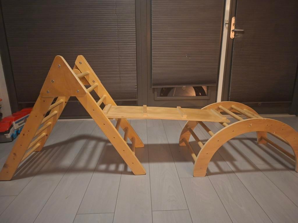 Houten Klimrekken / Glijbaan - Montessori Speelgoed, Ophalen of Verzenden, Gebruikt, Klimwand