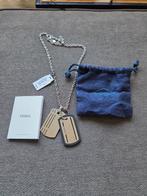 Fossil - Dog Tag Stainless Steel Necklace (New met kaartjes), Nieuw, Ophalen of Verzenden, Zilver, Overige materialen