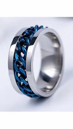 Ring Titanium massief Zilver met Blauw maat 22 -NIEUW-, Overige materialen, 20 of groter, Nieuw, Ophalen of Verzenden