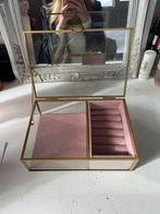 Glazen sieradendoos met fluwelen interieur, Ophalen of Verzenden, Zo goed als nieuw