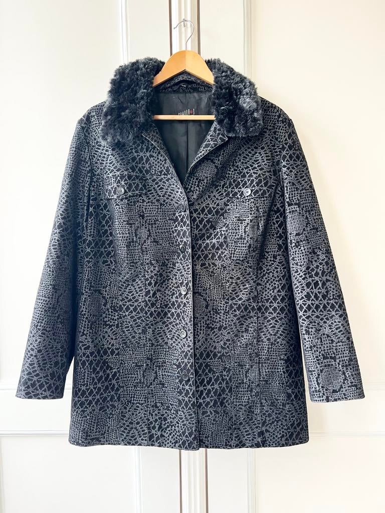 Samoon Zwarte Jas met Afneembare Bontkraag, Maat 44, P, Zwart, P, Ophalen of Verzenden