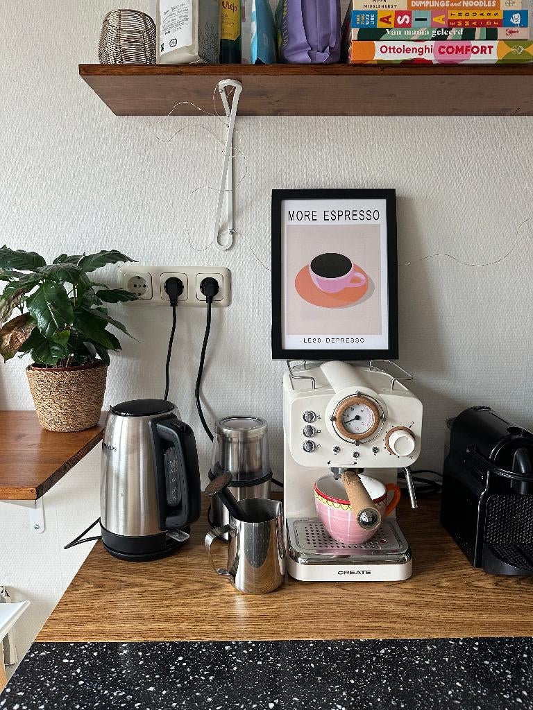 Retro Piston Espressomachine CREATE, Witgoed en Apparatuur, Koffiezetapparaten, Gebruikt, Espresso apparaat, Ophalen of Verzenden