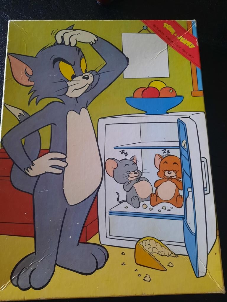 Tom en Jerry puzzel koelkast 99 stukjes van flamenco, Ophalen of Verzenden, Minder dan 500 stukjes