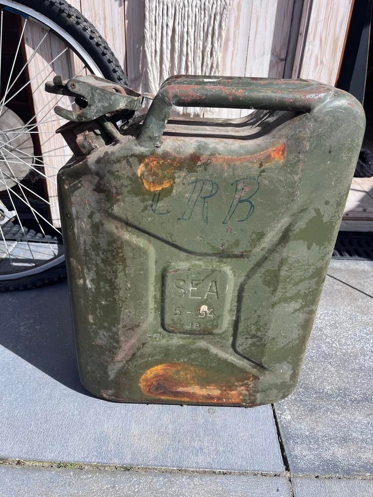 Vintage 20 liter leger jerrycan - Groen metaal, Ophalen