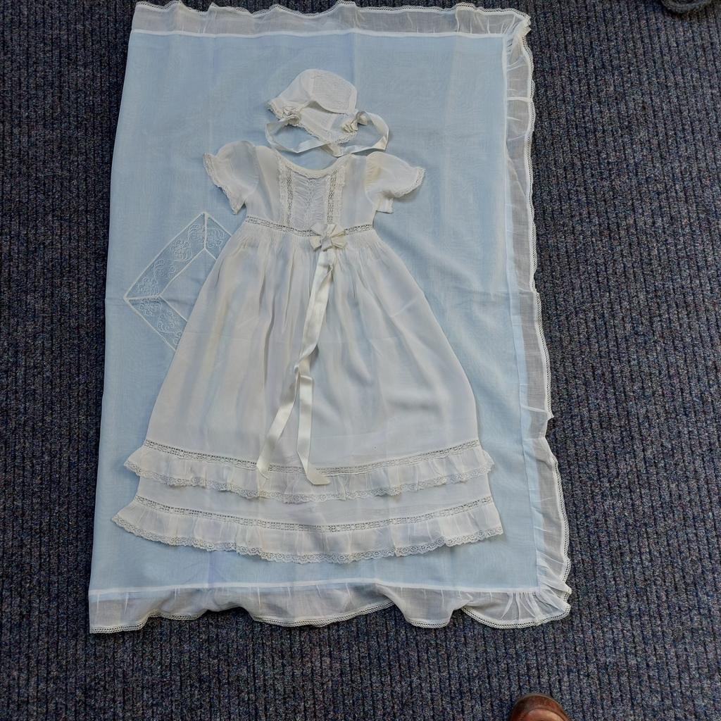 Doopjurkje met mutsje en doopkleed, Antiek en Kunst, Ophalen of Verzenden