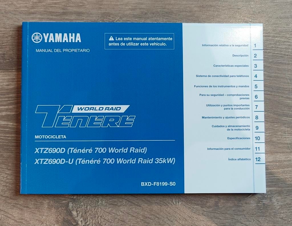 2026 Yamaha Tenere World Raid Manual del Propietario(Spaans), Verzenden, Yamaha