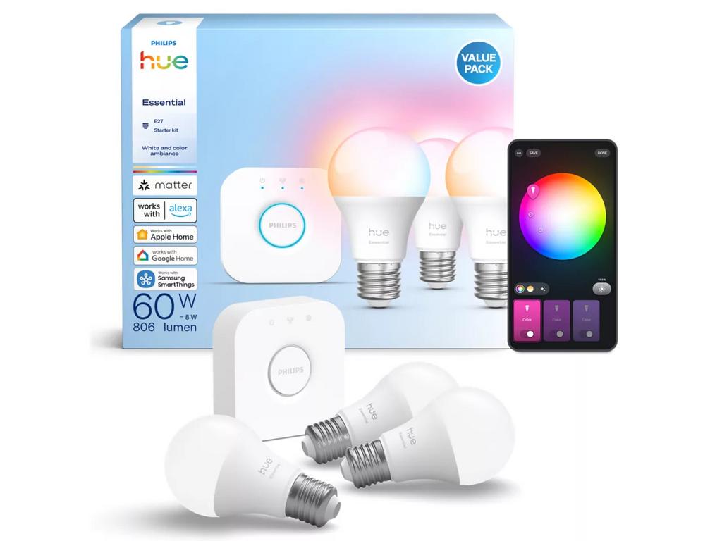 Philips Hue Essential E27 Starter Kit- 3 lampen, Ophalen, Led-lamp, 60 watt of meer, Nieuw