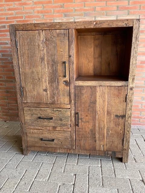 Kabinet 100 cm breed  oud hout direct leverbaar actie prijs, Kabinet 100 cm breed  oud hout direct leverbaar actie prijs, 1 of 2 laden