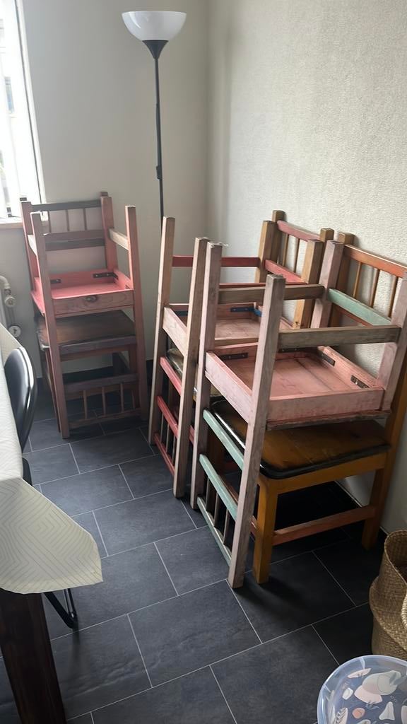 6 massief houten stoelen, Ophalen, Gebruikt, Bruin, Vijf, Zes of meer stoelen