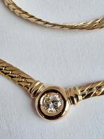 Massieve gouden ketting met diamant 0,26kt, Ophalen of Verzenden, Zo goed als nieuw, Met edelsteen, Goud