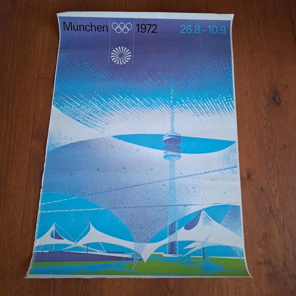 Poster olympische spelen 1972 munchen 26.8 -10.9, Verzamelen, Posters, Ophalen of Verzenden, Zo goed als nieuw, Rechthoekig Staand