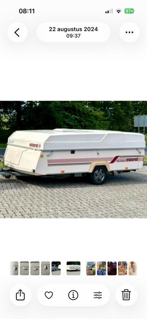Esterel Top Volume, Caravans en Kamperen, Vouwwagens, Beige, Tot en met 3, Aanwezig, Ophalen