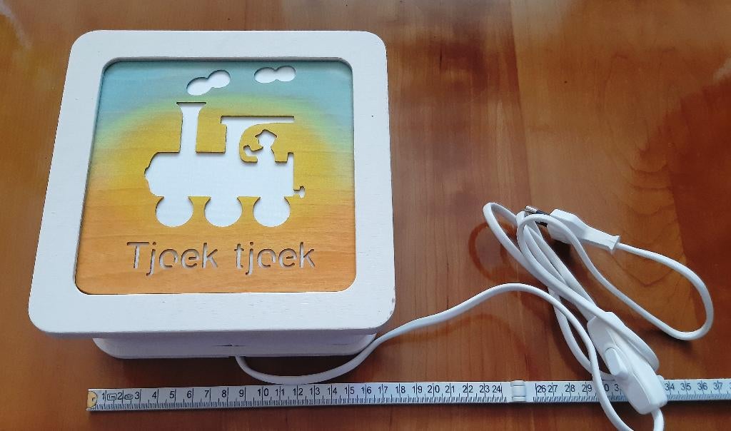 spoor Houten Silhouet Wandlamp locomotief Tjoek Tjoek, Ophalen of Verzenden, Nieuw, Trein, Overige typen